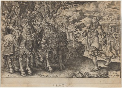 A rendição de John Frederick, Eleitor da Saxônia, após a Batalha de Mühlberg de Dirck Volckertz Coornhert, after Maerten van Heemskerck