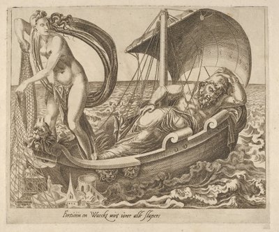 A Fortune não vigia todos os que dormem de seis provérbios sobre Fortune, ca. 1560 de Dirck Volkertsen Coornhert
