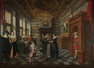Uma Sequência Decorativa de Sete Partes: Um Interior de Dirck van Delen