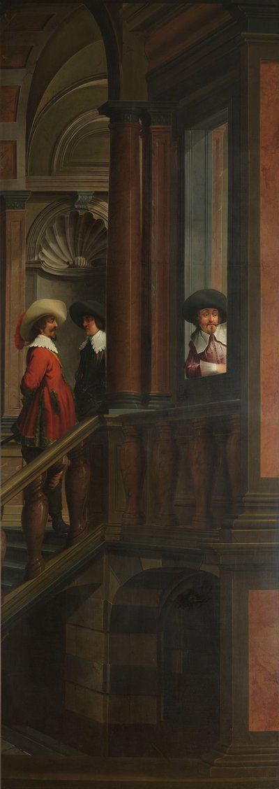 Uma sequência decorativa de sete partes: uma escada externa de Dirck van Delen