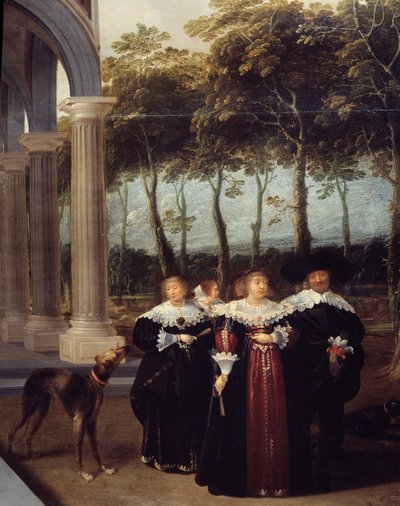 Pormenor do quadro "Os jogadores de bowling" Pintura de Dirck Van Delen (1605-1671) de Dirck van Delen