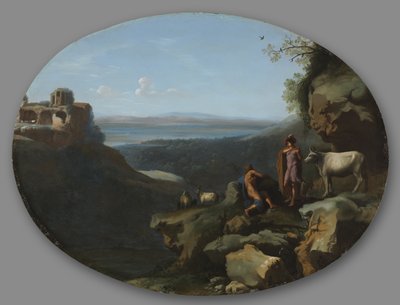 Mercúrio e Argus numa paisagem, c.1635 (óleo sobre cobre) de Dirck van der Lisse