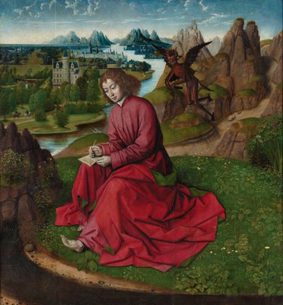 São João Evangelista em Patmos, ca 1465 de Dirk Bouts