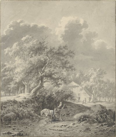 Paisagem com cavalo e carruagem de Dirk Jan van der Laan