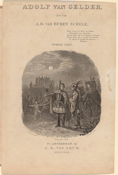 Página de rosto para "Adolf van Gelder" de A.D. van Buren Schele, Amsterdã, 1842 de Dirk Jurriaan Sluyter