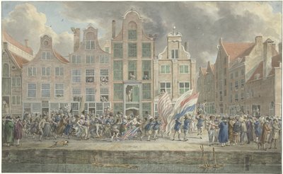 Demonstração anti-inglês em Roterdão, 2 de Março de 1781 de Dirk Langendijk (signed by artist)