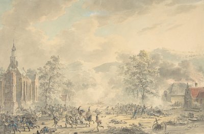 Cena de Batalha com Igreja à esquerda, ca. 1790-1800. de Dirk Langendijk