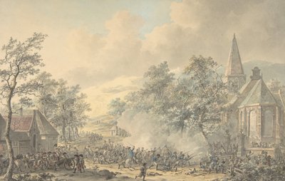 Cena de Batalha com Igreja à direita, ca. 1790-1800. de Dirk Langendijk
