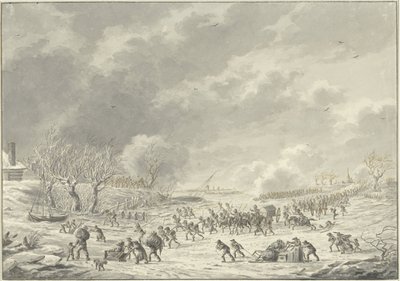Os franceses mudam-se através do Waal, perto de Bommel, Janeiro de 1795 de Dirk Langendijk