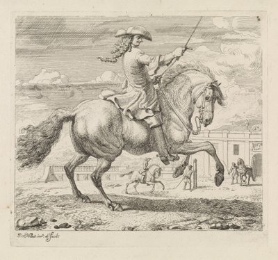 Cavaleiro à direita num centro equestre
Escola de equitação (título da série) de Dirk Maas