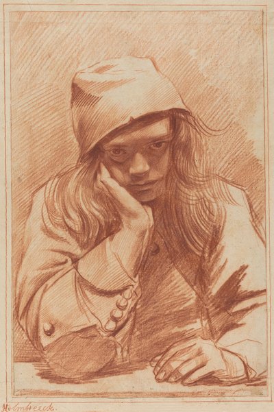 Auto-retrato (giz vermelho) de Dirk Theodor Helmbrecker