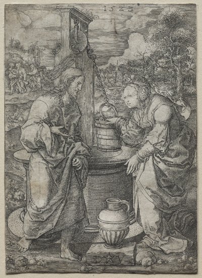 Cristo e a mulher de Samaria, 1523. de Dirk Vellert