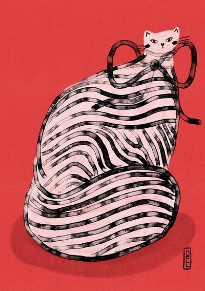 Gato caprichoso com riscas vermelhas de Dirkie Nell