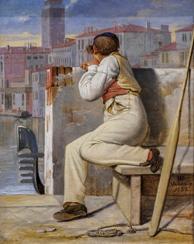 Um gondoleiro, Veneza de Ditlev Conrad Blunck