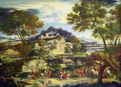 Encontro de David e Abigail (óleo sobre tela) de Domenichino (1581-1641) (circle of)