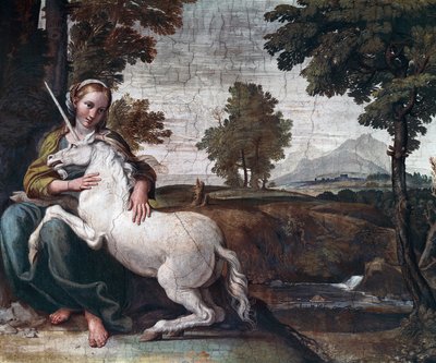 Uma Virgem com um unicórnio de Domenichino