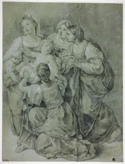 Grupo de quatro mulheres e crianças de Domenichino