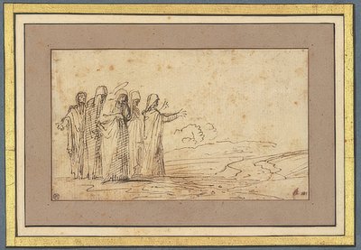 Maria com quatro mulheres sagradas na paisagem de Domenichino
