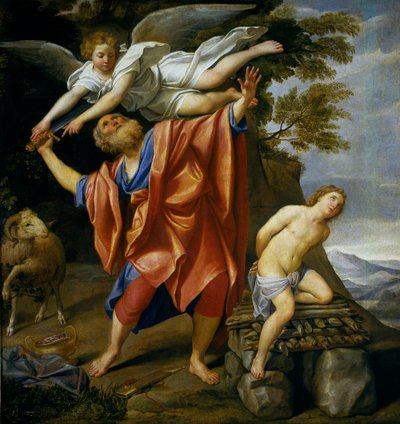 Espanhol:  El sacrificio de Isaac O sacrifício de Abraão de Domenichino