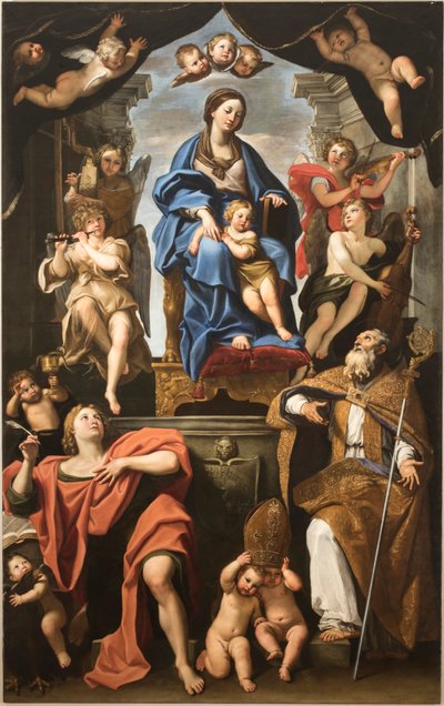 Virgem e Menino com Santos Petrônio e João Evangelista, 1625-1629. de Domenichino