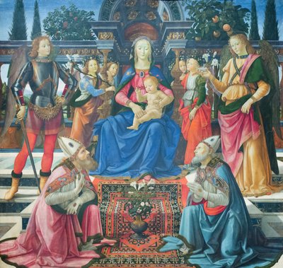 Madonna e Child com os arcanjos e com os santos bispos Justus e Zenobius de Domenico (1449 94) Ghirlandaio