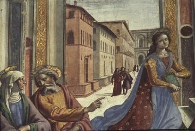 A Virgem Maria no Templo (fresco) (detalhe) de Domenico Ghirlandaio