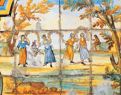 Detalhe da decoração majolica do Claustro das Clarissas de Domenico Antonio Vaccaro