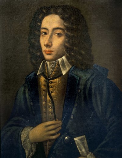Retrato de Giovanni Battista Pergolesi (Jean Baptiste Pergolese, Jean-Baptiste) (1710 - 1736). Óleo sobre madeira por Domenico Antonio Vaccaro. Conservatório de Nápoles. Giovanni Battista Pergolesi pintura de Domenico Antonio Vaccaro Conservatório de Nápol de Domenico Antonio Vaccaro
