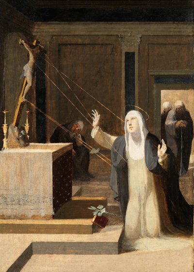 Beccafumi - Santa Catarina recebendo os estigmas, 1545 de Domenico Beccafumi