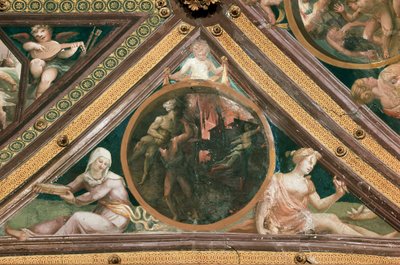 Enee resgatando Anchise do fogo do Trojan Fresco por Domenico Beccafumi (1486-1551) de Domenico Beccafumi