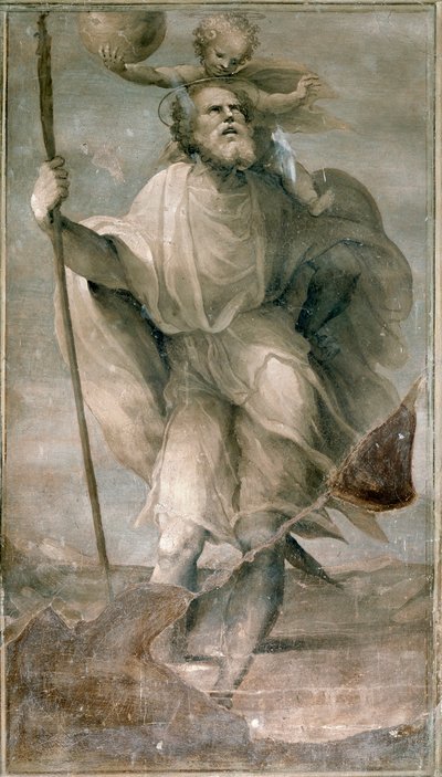 São Cristóvão. Pintura de Domenico Beccafumi (1486-1551) de Domenico Beccafumi