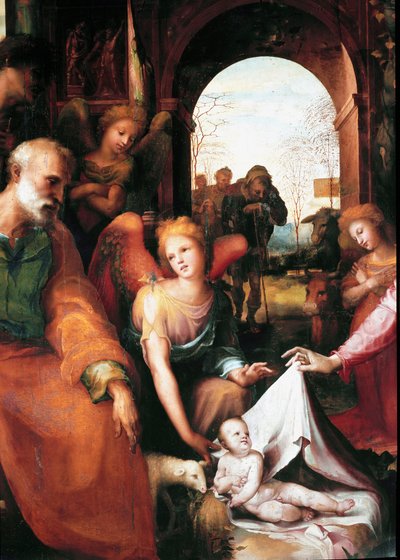 A natividade, detalhe. Pintura de Domenico Beccafumi (1486-1551) de Domenico Beccafumi