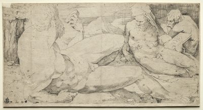 Três Nus Masculinos, segundo trimestre de 1500s. de Domenico Beccafumi