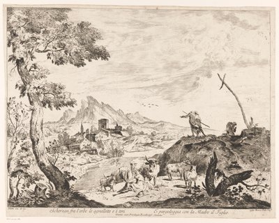 Paisagem com pastores e gado de Domenico Bernardo Zilotti