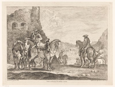 Cavaleiros em uma ruína de Domenico Bernardo Zilotti