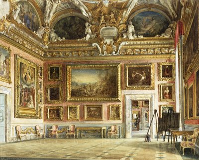 Interiores do Palazzo Pitti, Florença: O salão da "Illiade com Andrea del sarto" sn "Assunção", 1871 de Domenico Caligo