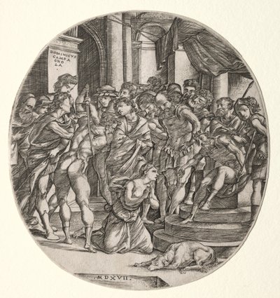 Decapitação de Santa Catarina, 1517. de Domenico Campagnola