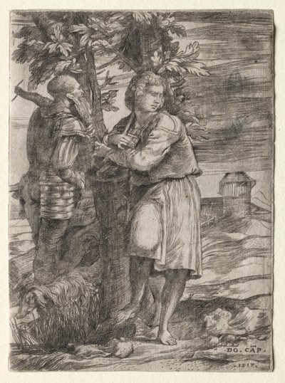 Pastor e Velho Guerreiro, 1517. de Domenico Campagnola