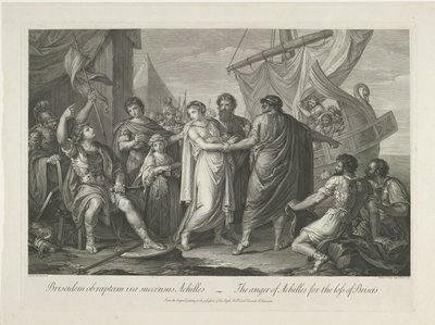 Aquiles vaia sobre verlies van Briseïs A raiva de Aquiles pela perda de Briseis (título no objeto) de Domenico Cunego