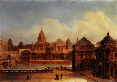 Composite View of Parisian Monuments, ca. 1836 (óleo sobre papel sobre tela) de Domenico Ferri