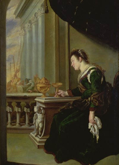 Artemísia lamentando Mausolo (painel) de Domenico Fetti or Feti