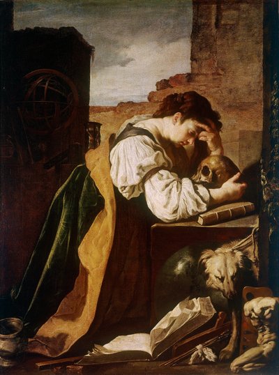 Melancolie Painting (Vanite) de Domenico Fetti (1589-1624) 1621-1623 Sun. 168x128 cm Paris, Musee du Louvre de Domenico Fetti or Feti
