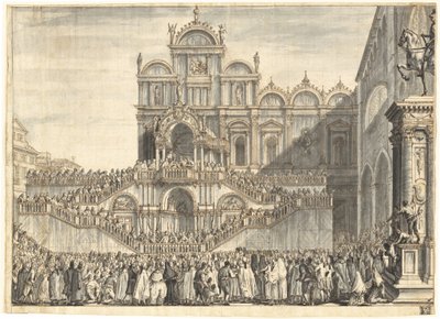 Campo San Zanipolo decorado para a visita de Pio VI de Domenico Fossati
