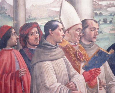 A morte de São Francisco, cena do ciclo da vida de São Francisco de Assis, 1486 detalhe afresco de 85239 de Domenico Ghirlandaio