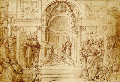 O anjo aparece Zacharias no templo de Domenico Ghirlandaio