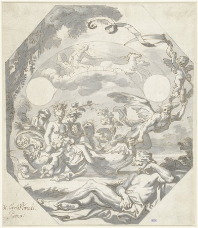 Design para um mostrador com uma alegoria mitológica de Domenico I Piola (attributed to)