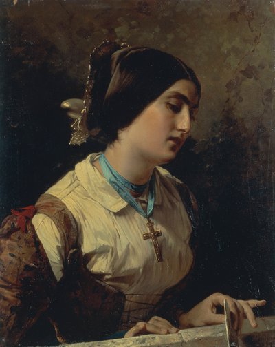 Lucia, uma Mulher Lombarda, de Domenico Induno, óleo sobre tela de Domenico Induno