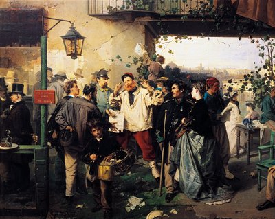 Notícias da Paz de Villafranca, detalhe da pintura de Domenico Induno (1815-1878) de Domenico Induno