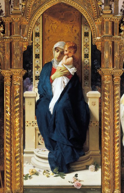 Tríptico de Nossa Senhora das Rosas, de Domenico Morelli (1823-1901), Detalhe, Capela de Santo Agostinho, Castelo de Corigliano Calabro, Calábria, Itália de Domenico Morelli