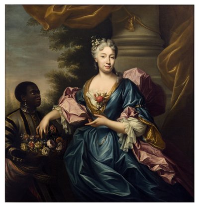 Retrato de Senhora com Servo (óleo sobre tela) de Domenico Parodi